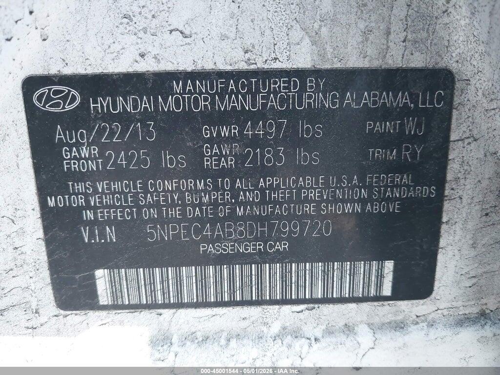 5NPEC4AB8DH799720 2013 HYUNDAI SONATA photo no. 9