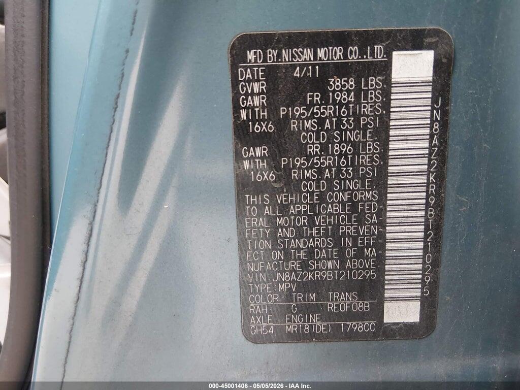 JN8AZ2KR9BT210295 2011 NISSAN CUBE photo no. 9