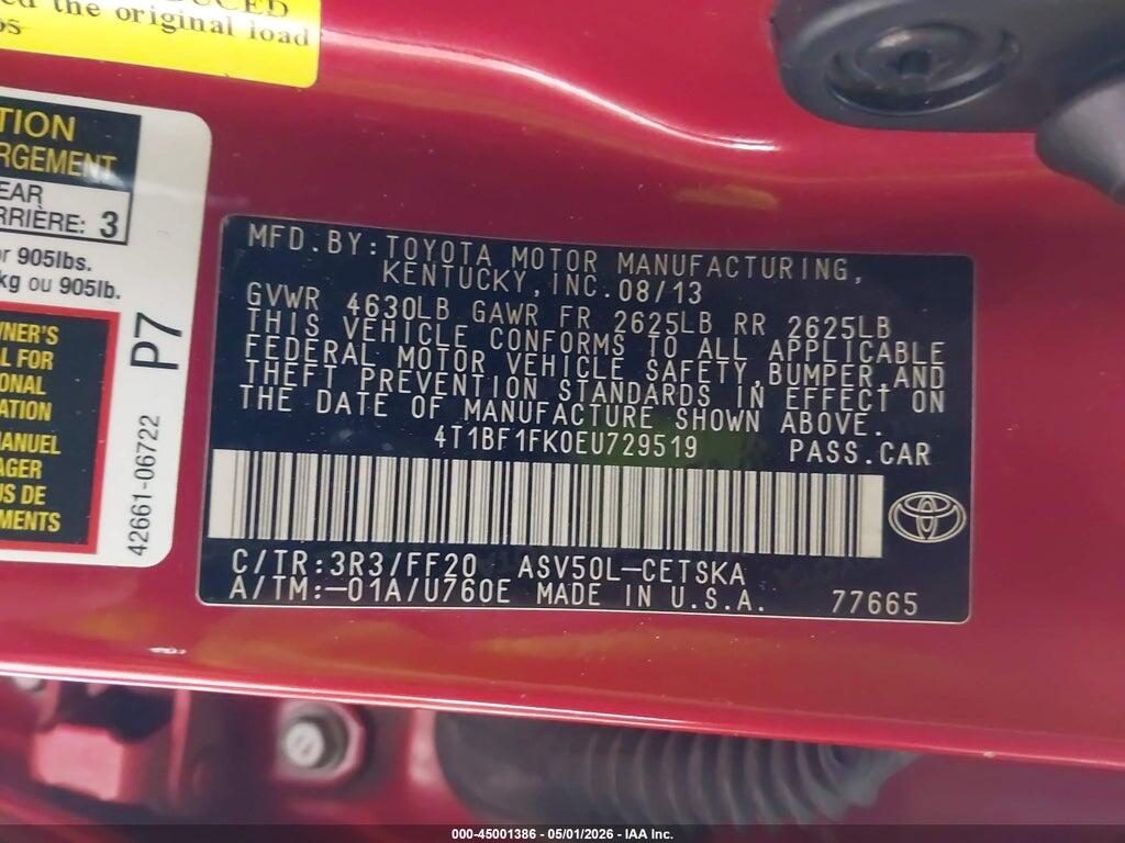 4T1BF1FK0EU729519 2014 TOYOTA CAMRY photo no. 9