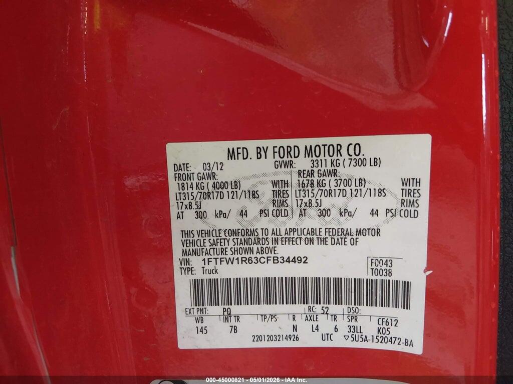 1FTFW1R63CFB34492 2012 FORD F-150 photo no. 9