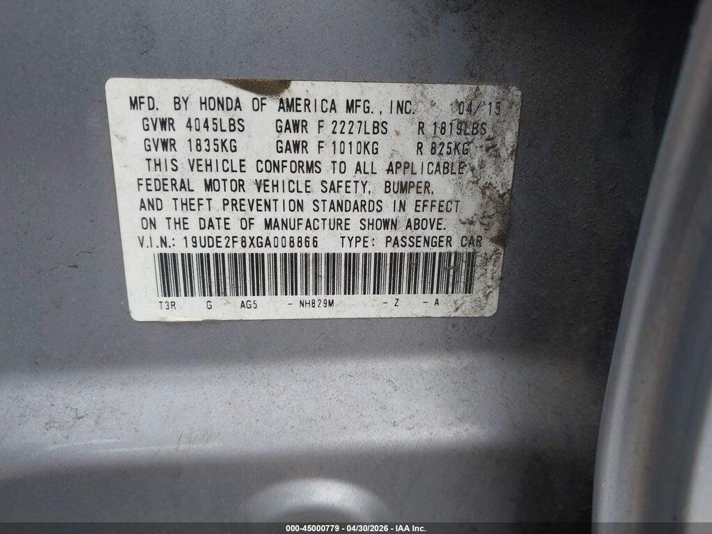 19UDE2F8XGA008866 2016 ACURA ILX photo no. 9