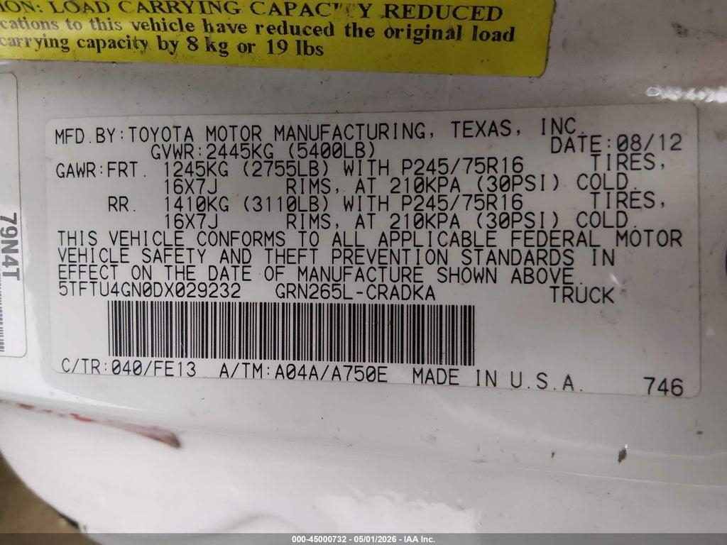 5TFTU4GN0DX029232 2013 TOYOTA TACOMA photo no. 9