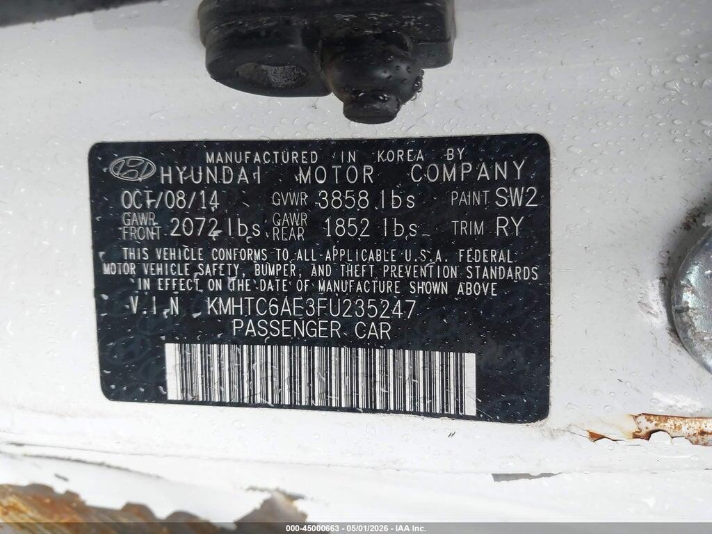 KMHTC6AE3FU235247 2015 HYUNDAI VELOSTER photo no. 9