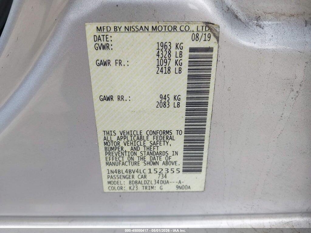 1N4BL4BV4LC152355 2020 NISSAN ALTIMA photo no. 9