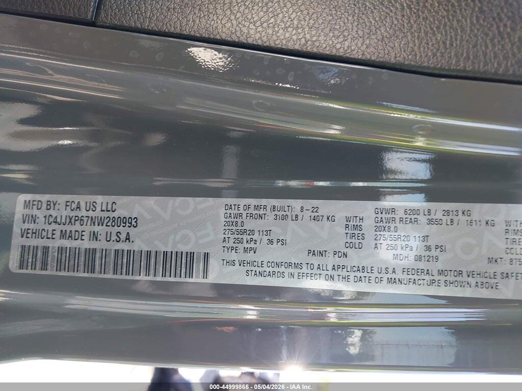 1C4JJXP67NW280993 2022 JEEP WRANGLER 4XE photo no. 9