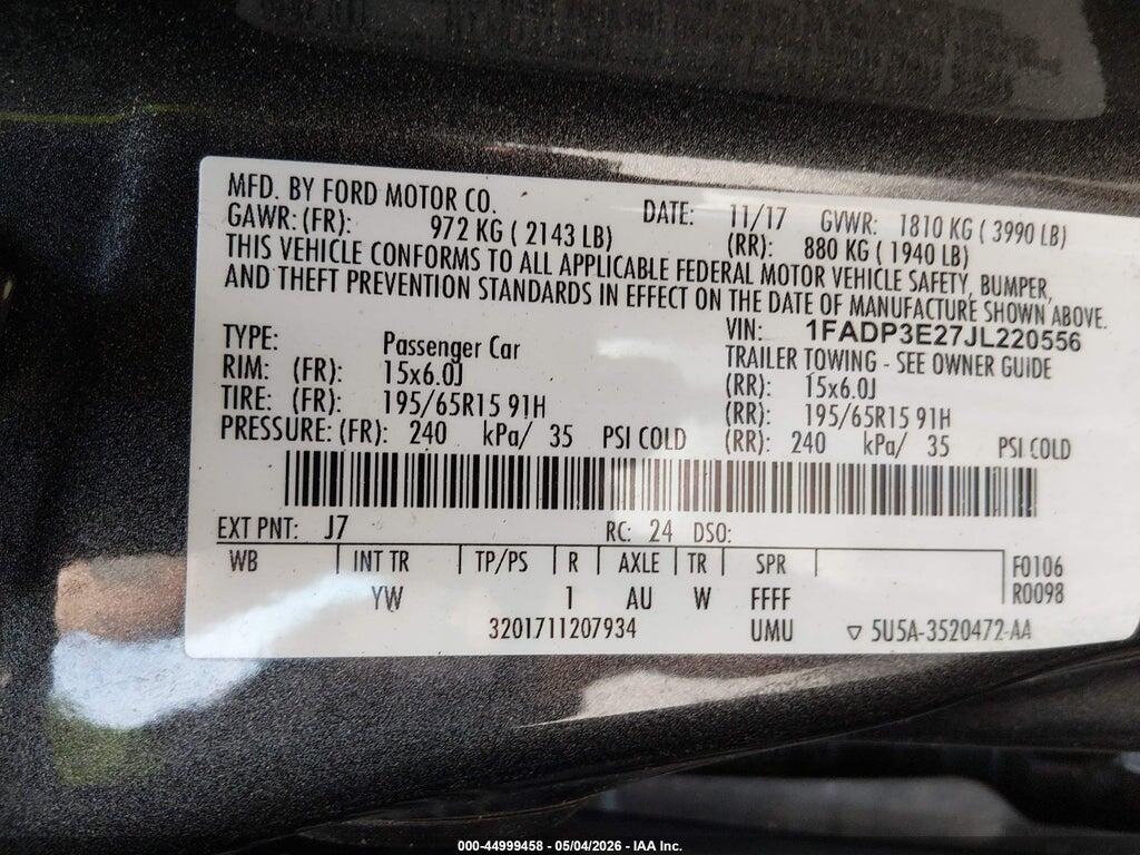1FADP3E27JL220556 2018 FORD FOCUS photo no. 9