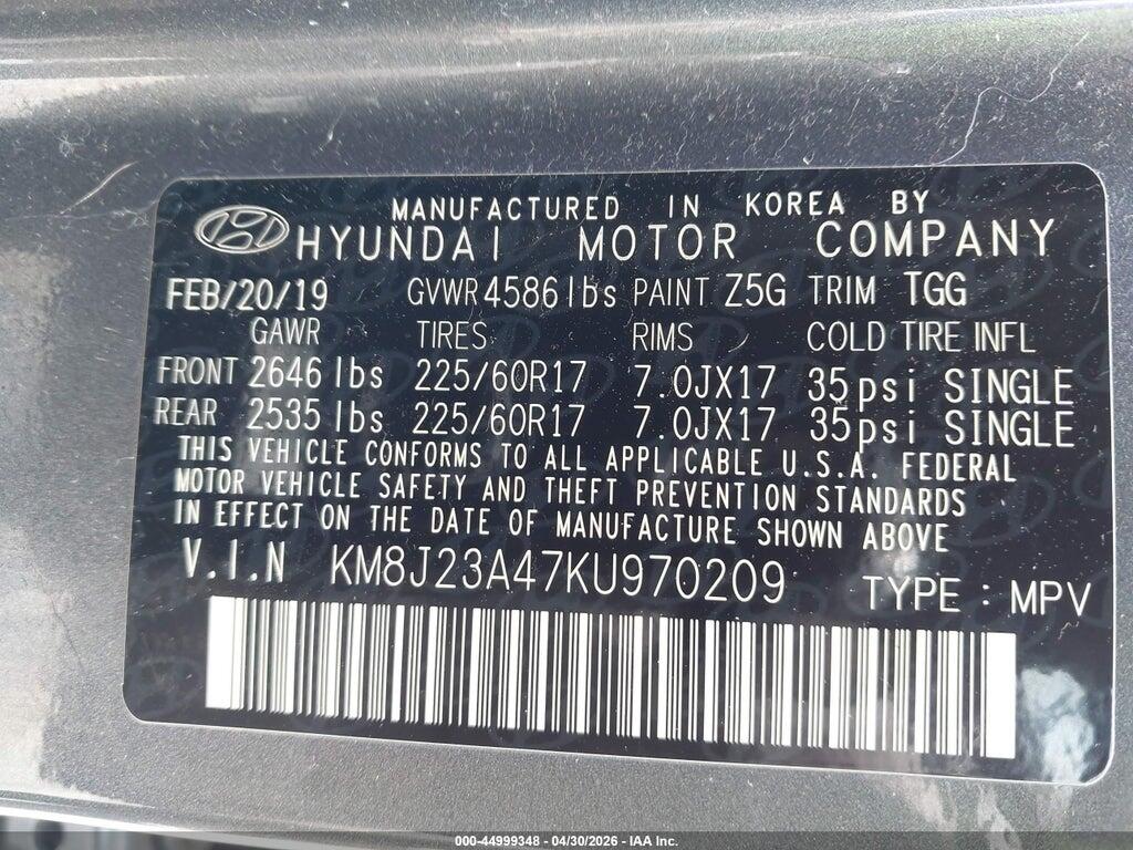 KM8J23A47KU970209 2019 HYUNDAI TUCSON photo no. 9