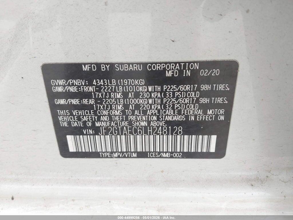 JF2GTAEC6LH248128 2020 SUBARU CROSSTREK photo no. 9