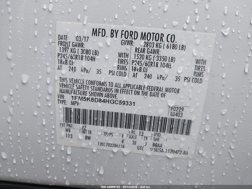 1FM5K8D84HGC59331 2017 FORD EXPLORER photo no. 9