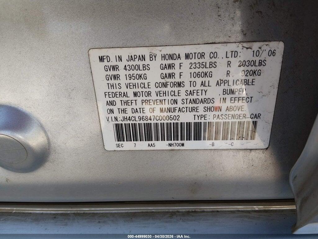 JH4CL96847C000502 2007 ACURA TSX photo no. 9