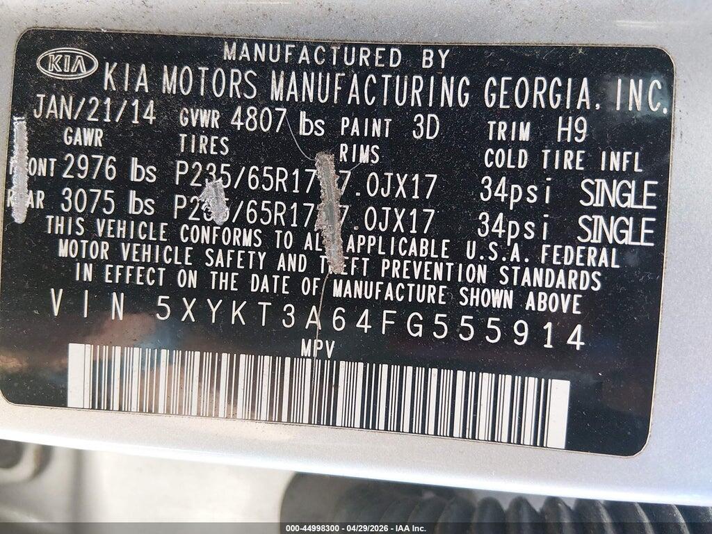 5XYKT3A64FG555914 2015 KIA SORENTO photo no. 9