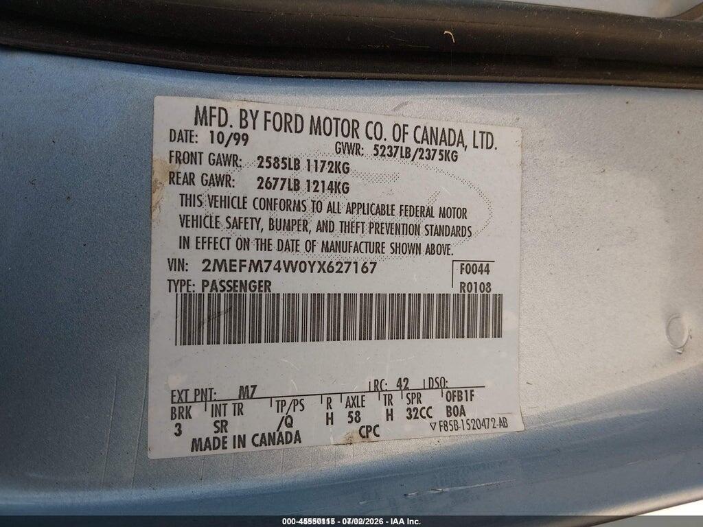 2MEFM74W0YX627167 2000 MERCURY GRAND MARQUIS photo no. 9