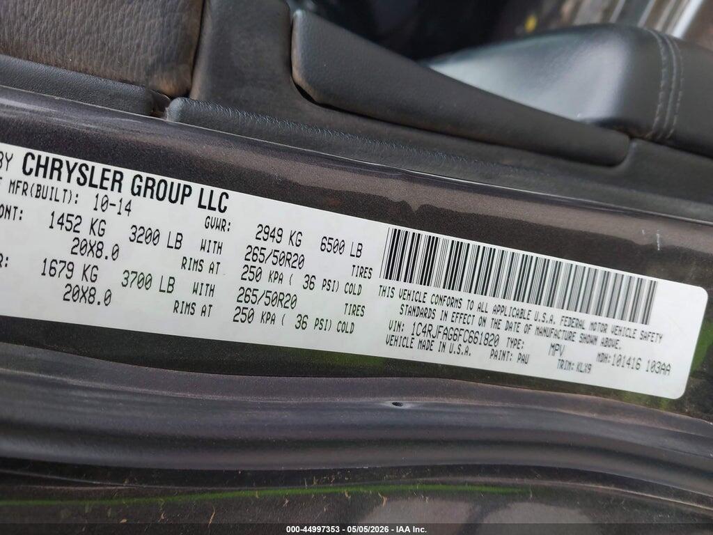 1C4RJFAG6FC661820 2015 JEEP GRAND CHEROKEE photo no. 9