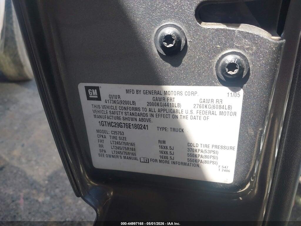 1GTHC29G76E180241 2006 GMC SIERRA 2500HD photo no. 9