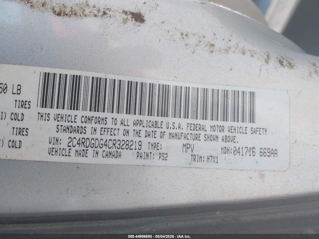 2C4RDGDG4CR328219 2012 DODGE GRAND CARAVAN photo no. 9
