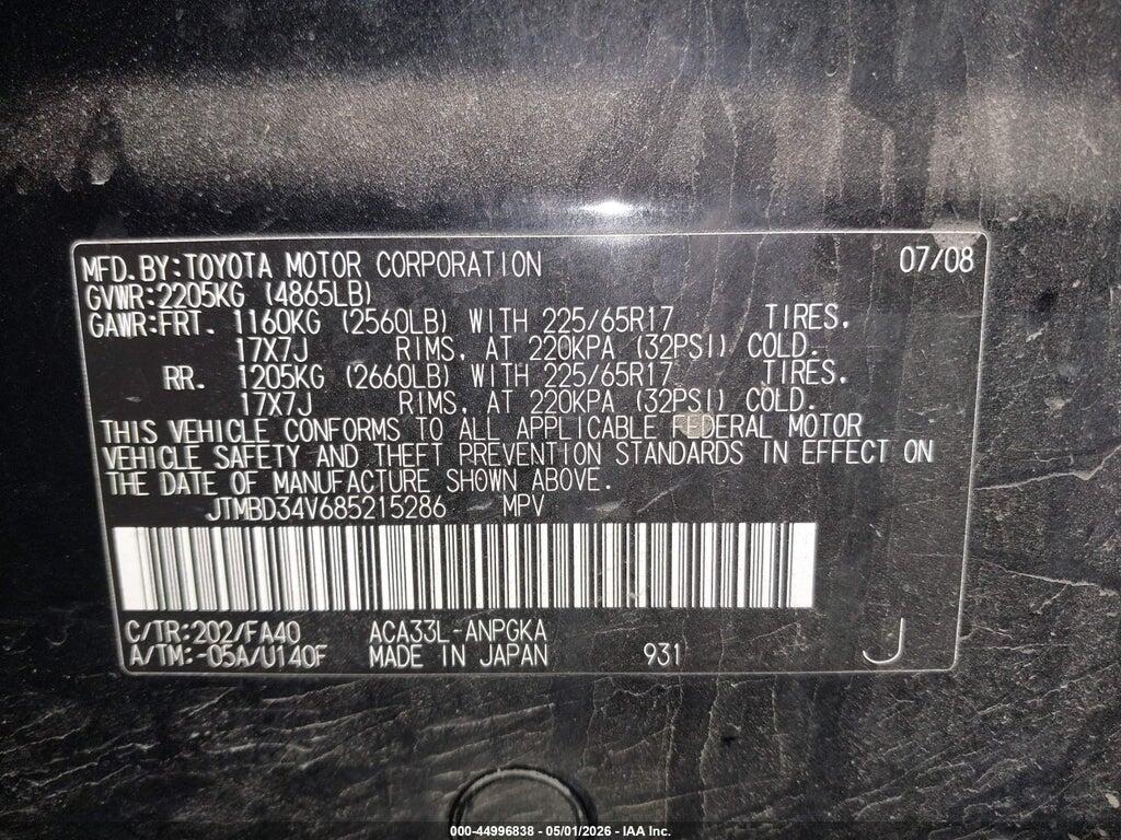 JTMBD34V685215286 2008 TOYOTA RAV4 photo no. 9