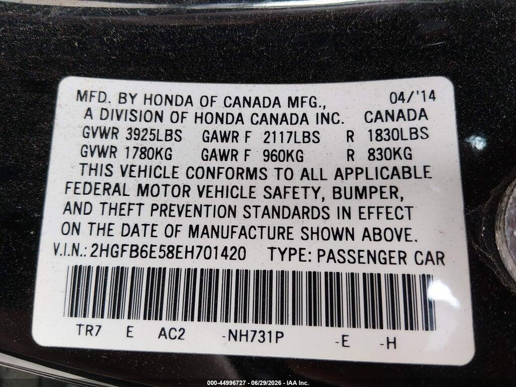 2HGFB6E58EH701420 2014 HONDA CIVIC photo no. 9