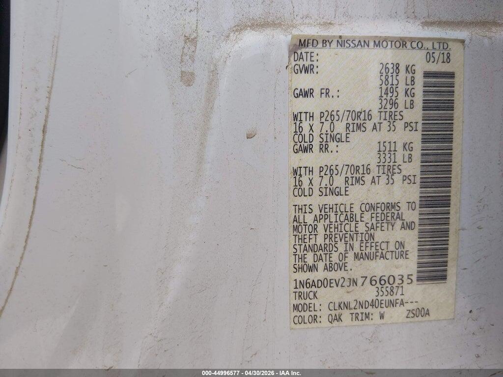 1N6AD0EV2JN766035 2018 NISSAN FRONTIER photo no. 9