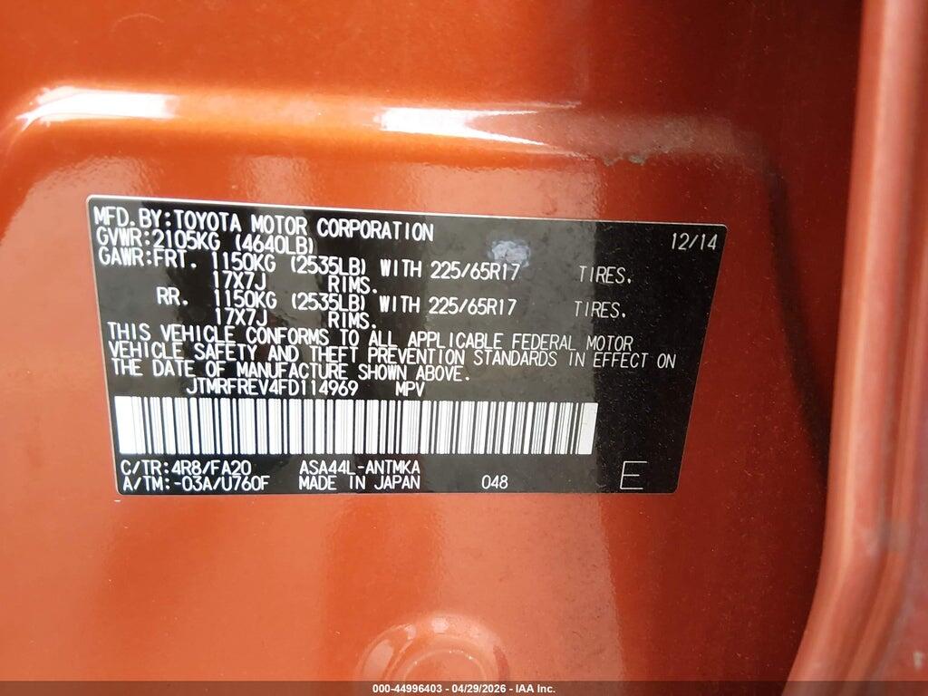 JTMRFREV4FD114969 2015 TOYOTA RAV4 photo no. 9