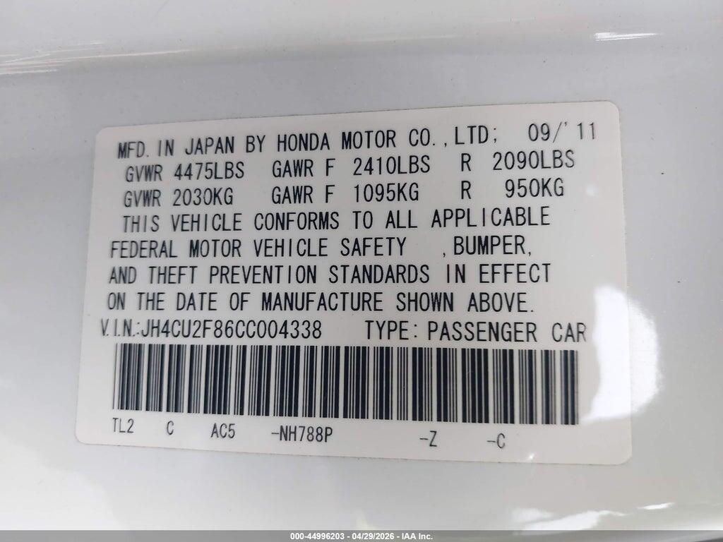 JH4CU2F86CC004338 2012 ACURA TSX photo no. 9