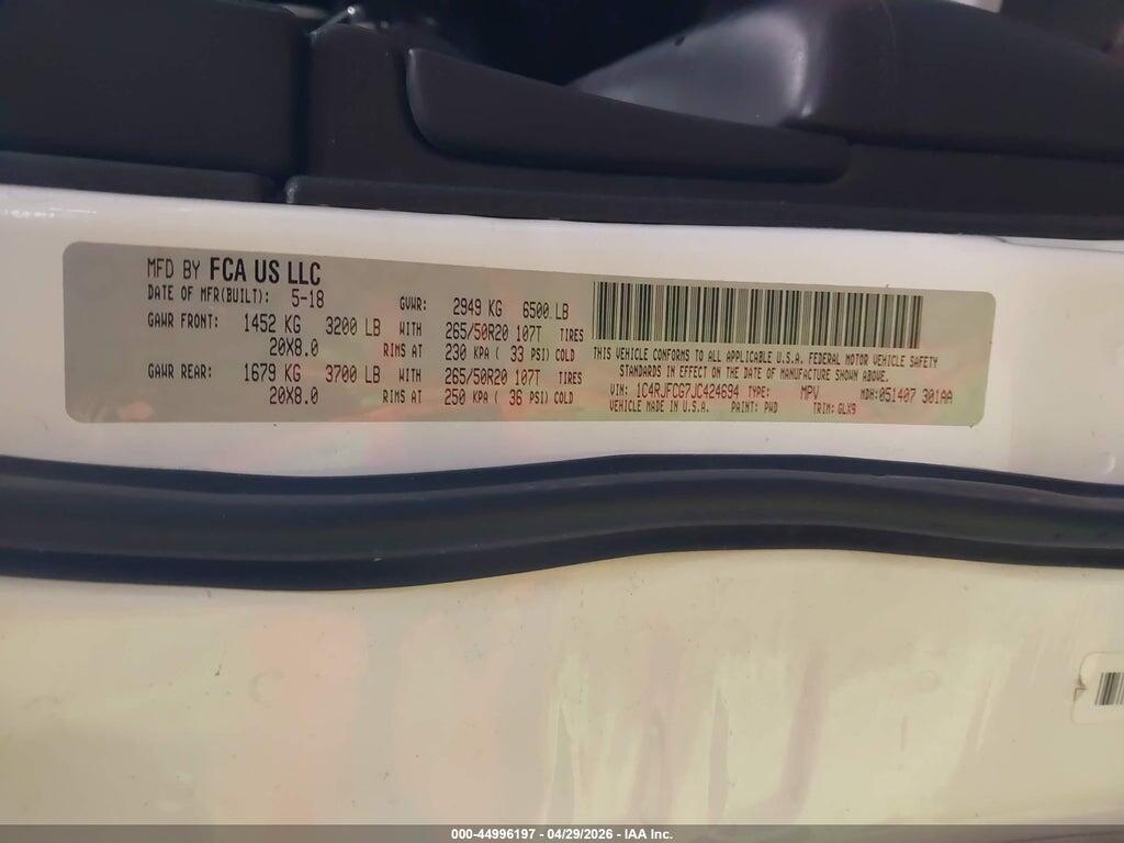 1C4RJFCG7JC424694 2018 JEEP GRAND CHEROKEE photo no. 9