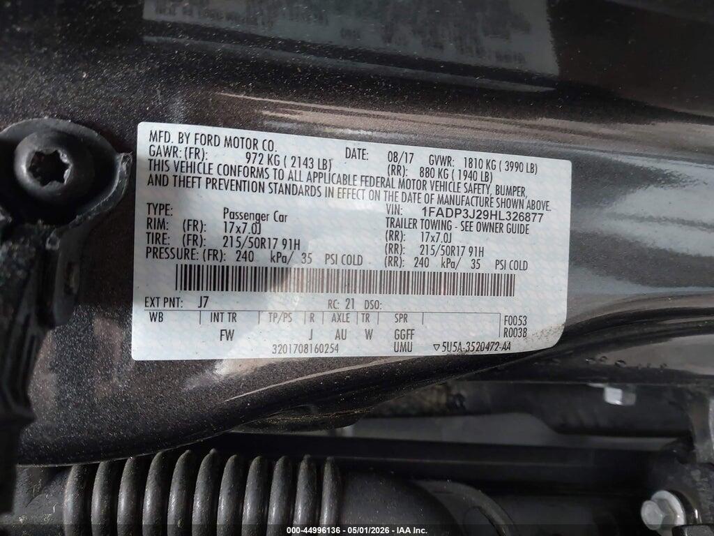 1FADP3J29HL326877 2017 FORD FOCUS photo no. 9