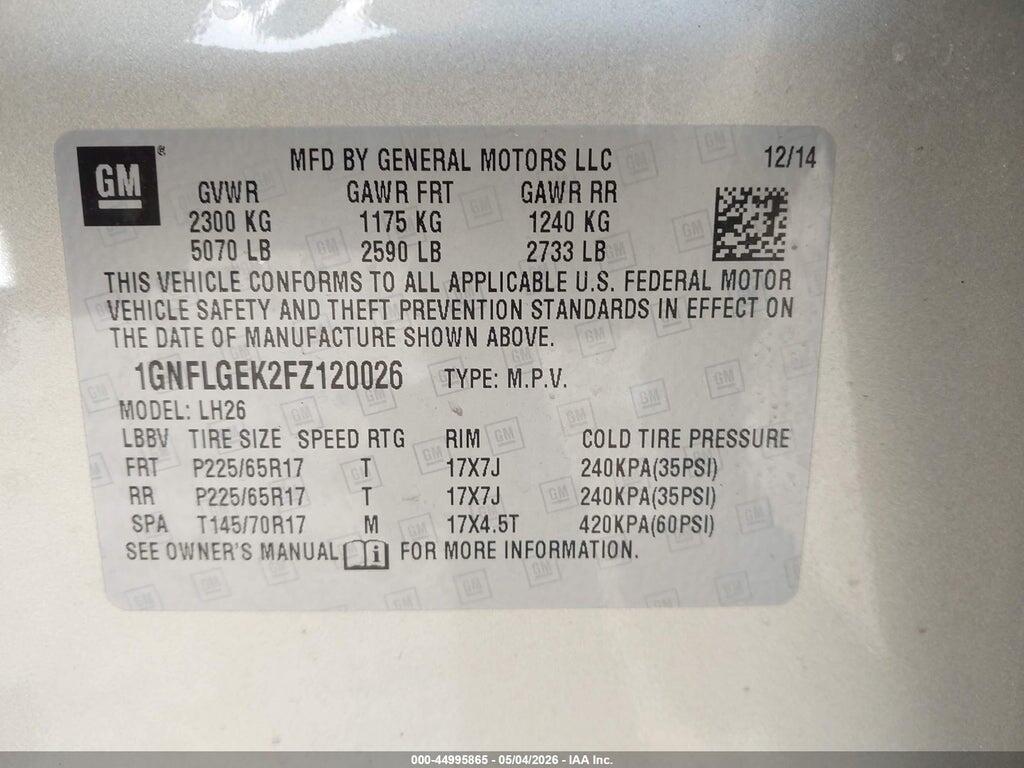 1GNFLGEK2FZ120026 2015 CHEVROLET EQUINOX photo no. 9