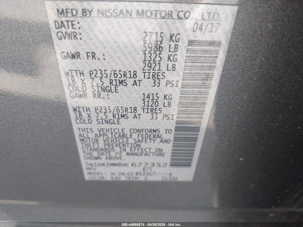5N1DR2MM8HC677352 2017 NISSAN PATHFINDER photo no. 9
