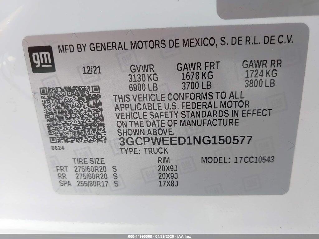 3GCPWEED1NG150577 2022 CHEVROLET SILVERADO 1500 LTD photo no. 9
