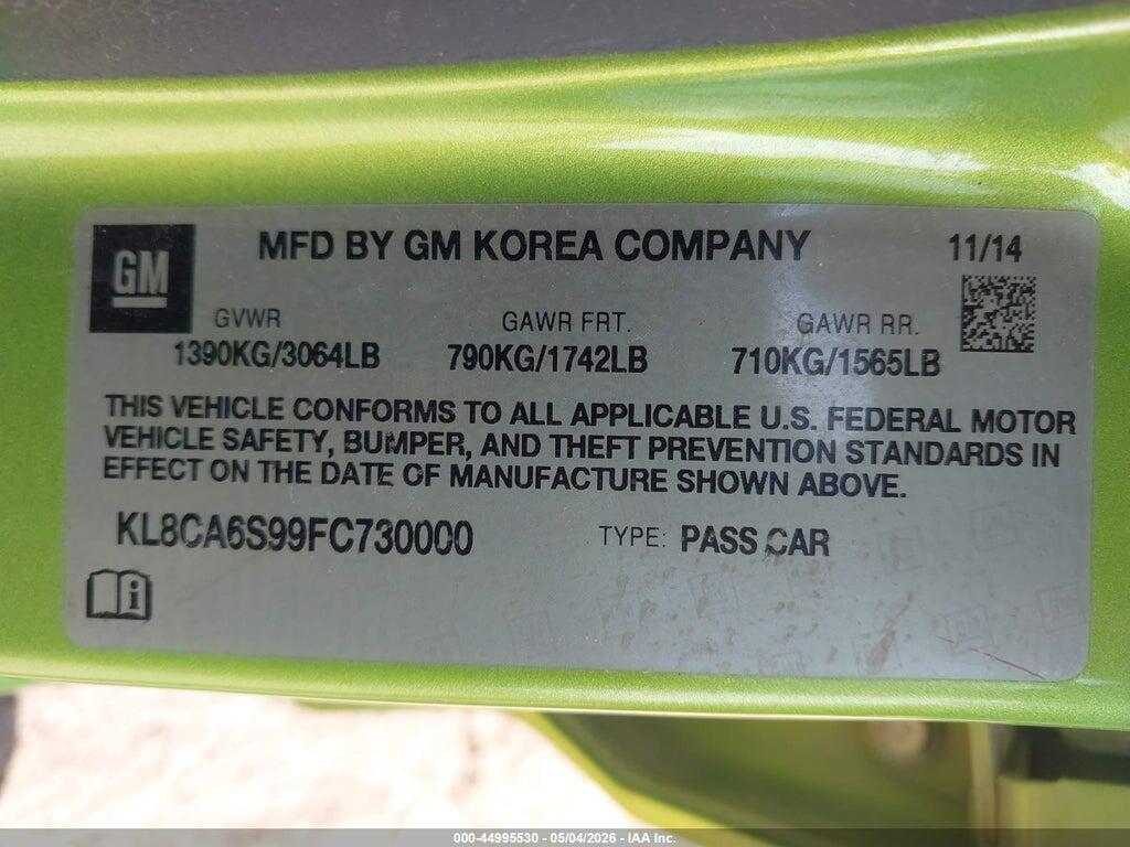 KL8CA6S99FC730000 2015 CHEVROLET SPARK photo no. 9