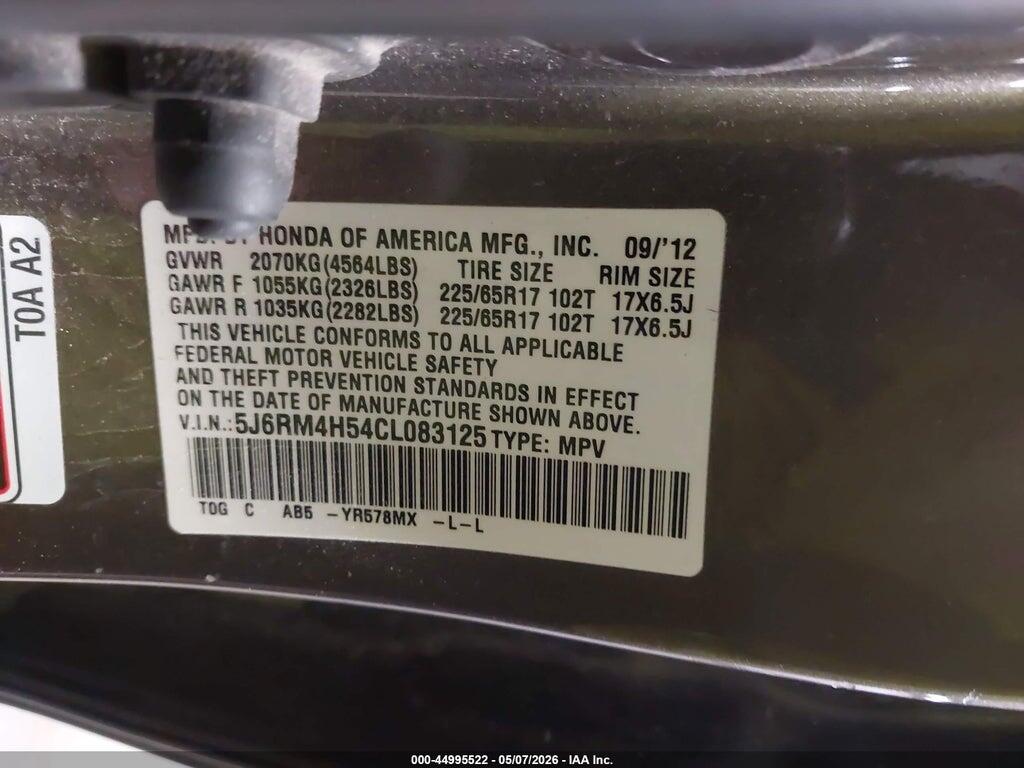 5J6RM4H54CL083125 2012 HONDA CR-V photo no. 9