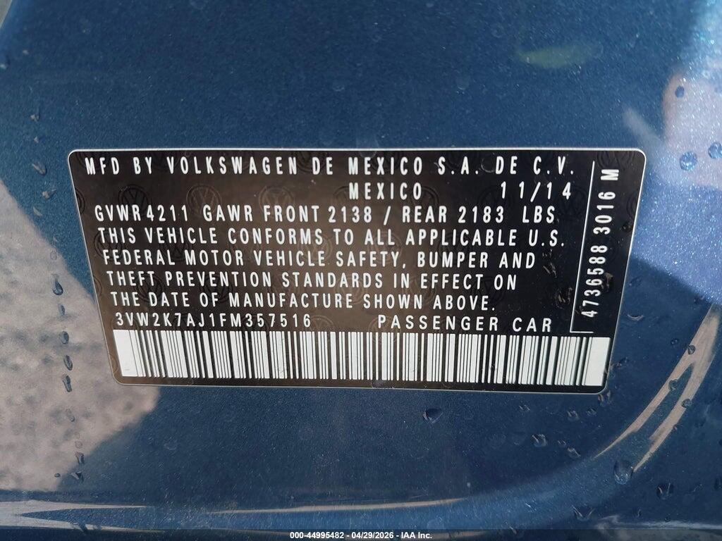 3VW2K7AJ1FM357516 2015 VOLKSWAGEN JETTA photo no. 9