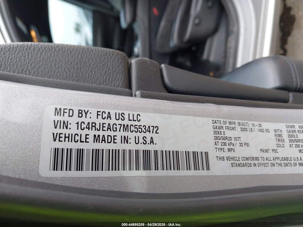 1C4RJEAG7MC553472 2021 JEEP GRAND CHEROKEE photo no. 9