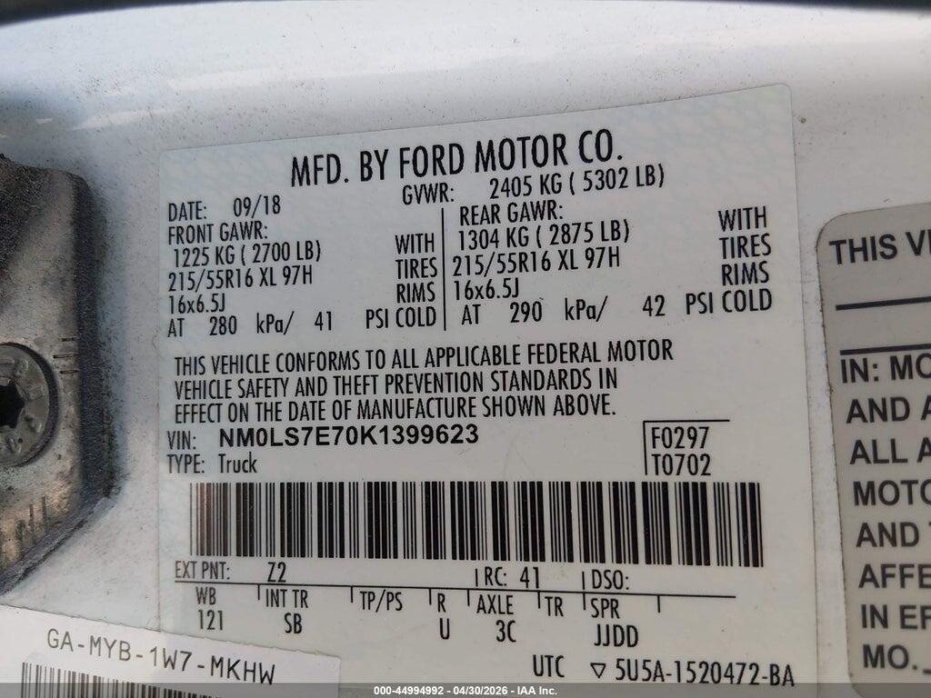 NM0LS7E70K1399623 2019 FORD TRANSIT CONNECT photo no. 9