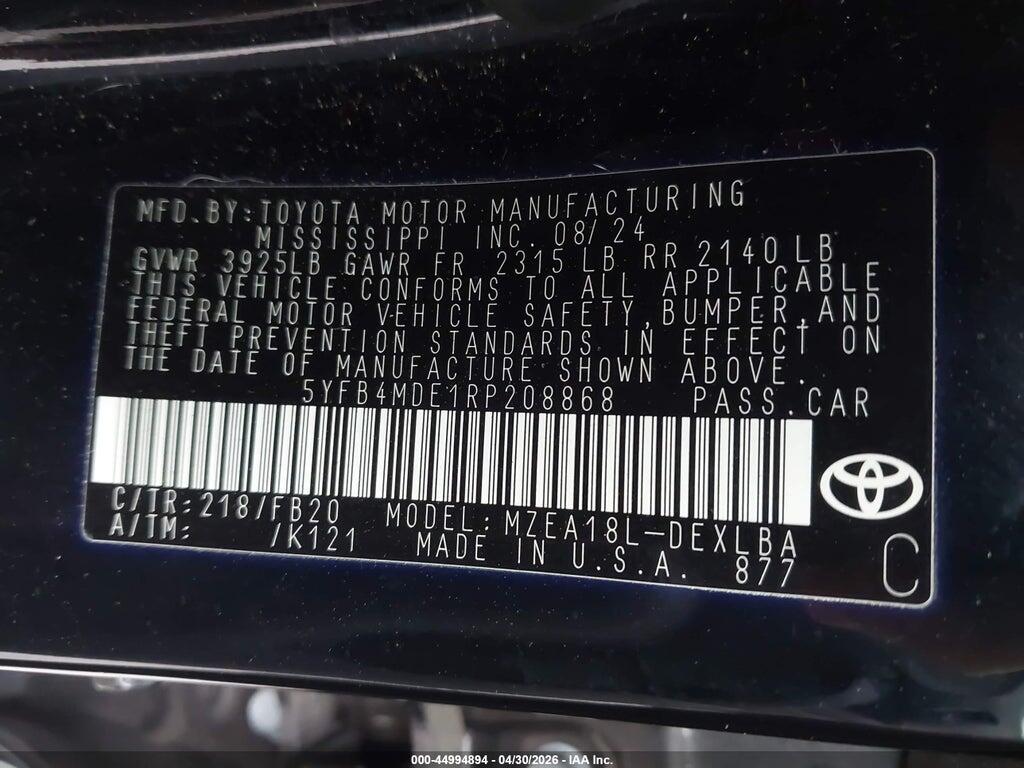 5YFB4MDE1RP208868 2024 TOYOTA COROLLA photo no. 9