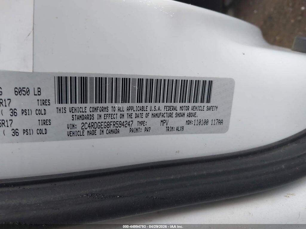 2C4RDGEG8FR594247 2015 DODGE GRAND CARAVAN photo no. 9