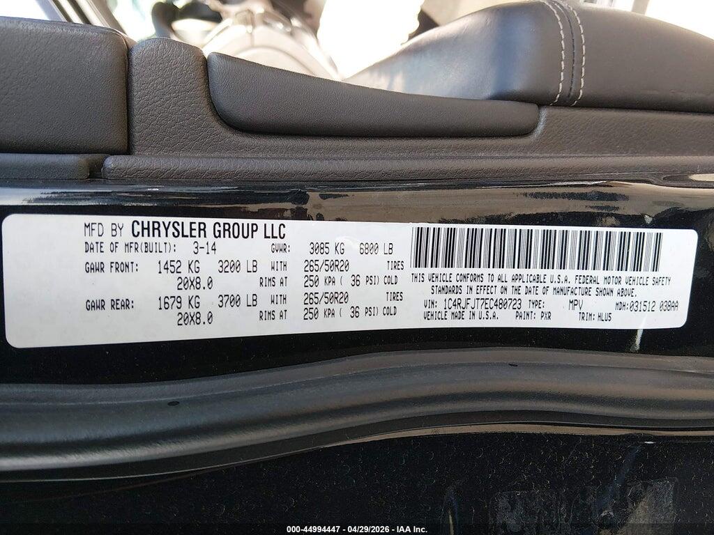 1C4RJFJT7EC480723 2014 JEEP GRAND CHEROKEE photo no. 9