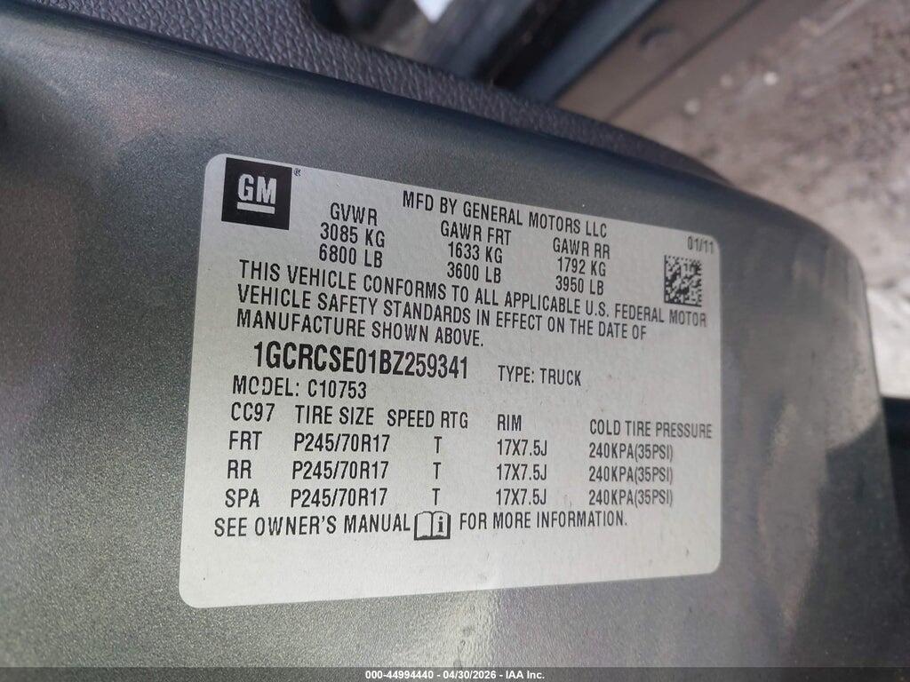 1GCRCSE01BZ259341 2011 CHEVROLET SILVERADO 1500 photo no. 9