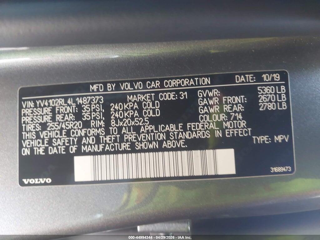 YV4102RL4L1487373 2020 VOLVO XC60 photo no. 9