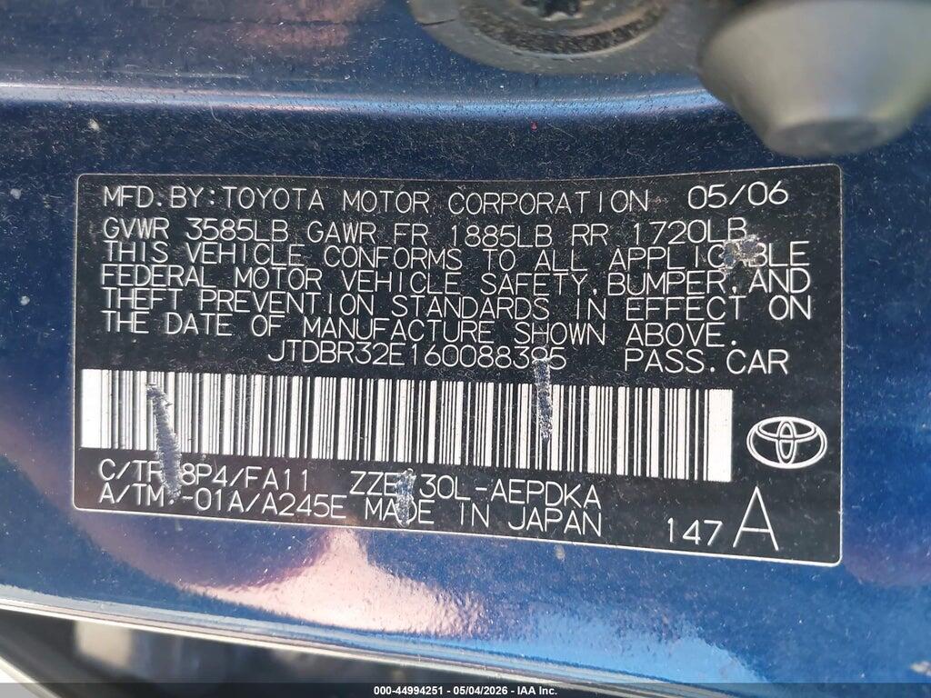 JTDBR32E160088395 2006 TOYOTA COROLLA photo no. 9