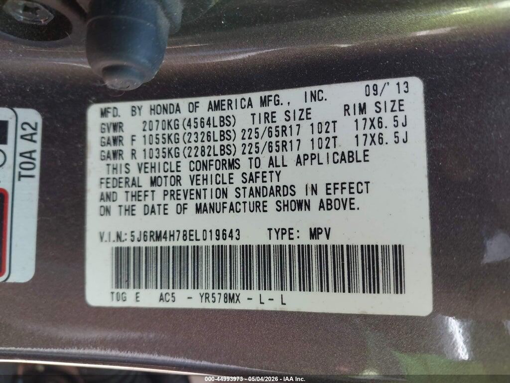 5J6RM4H78EL019643 2014 HONDA CR-V photo no. 9