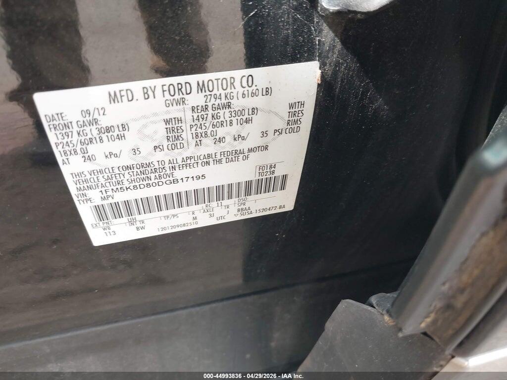 1FM5K8D80DGB17195 2013 FORD EXPLORER photo no. 9