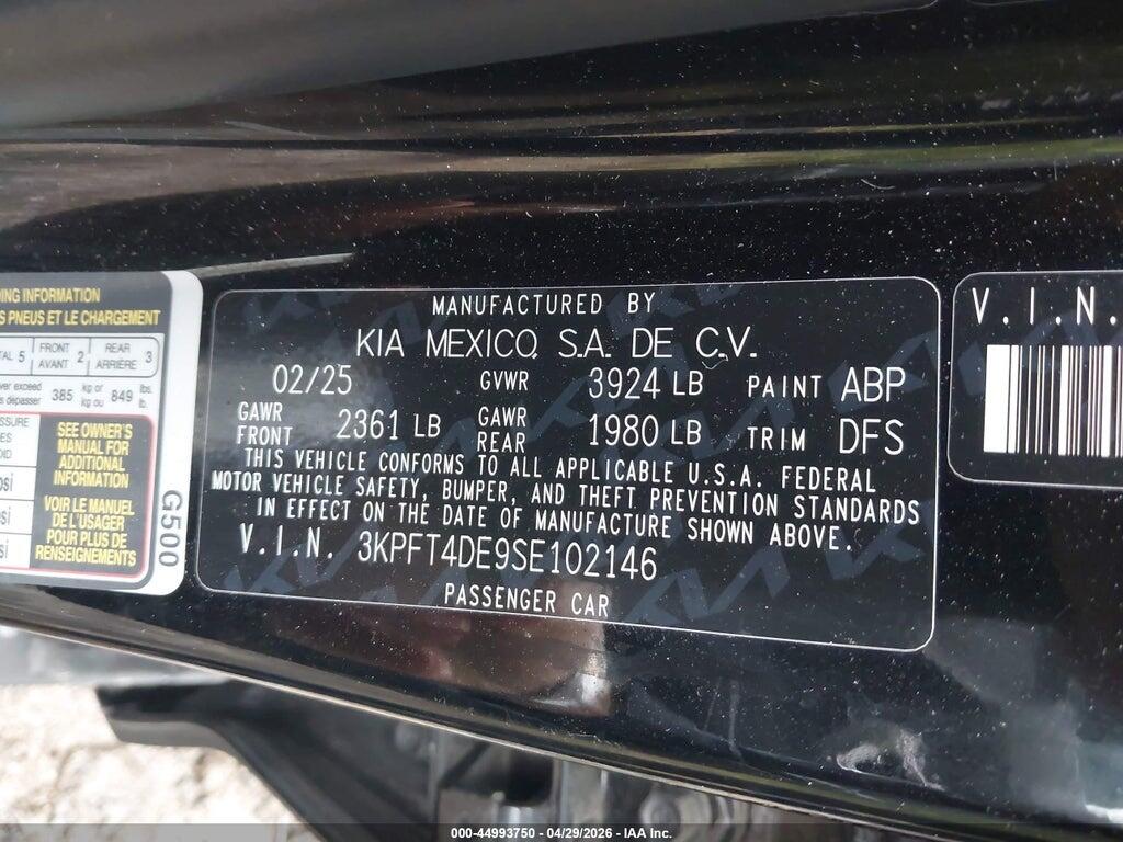 3KPFT4DE9SE102146 2025 KIA K4 photo no. 9
