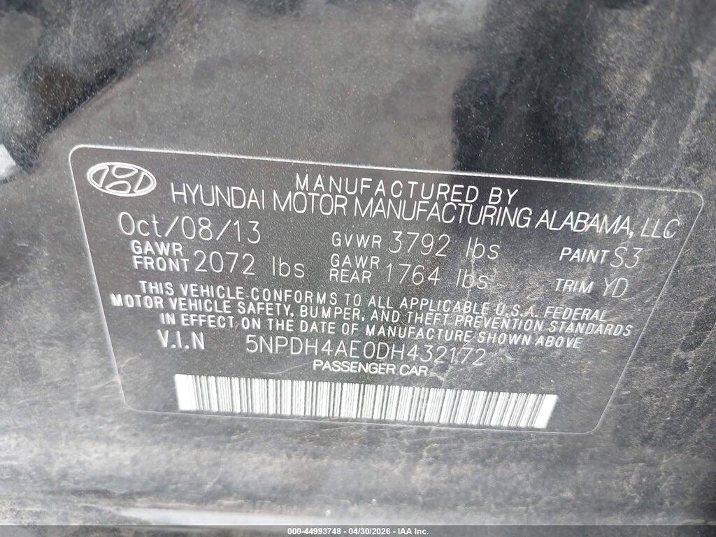 5NPDH4AE0DH432172 2013 HYUNDAI ELANTRA photo no. 9