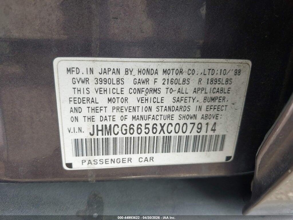 JHMCG6656XC007914 1999 HONDA ACCORD photo no. 9
