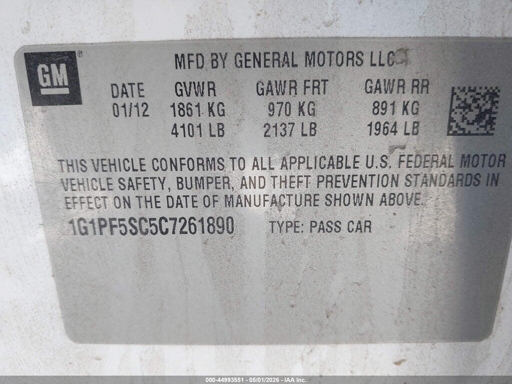 1G1PF5SC5C7261890 2012 CHEVROLET CRUZE photo no. 9