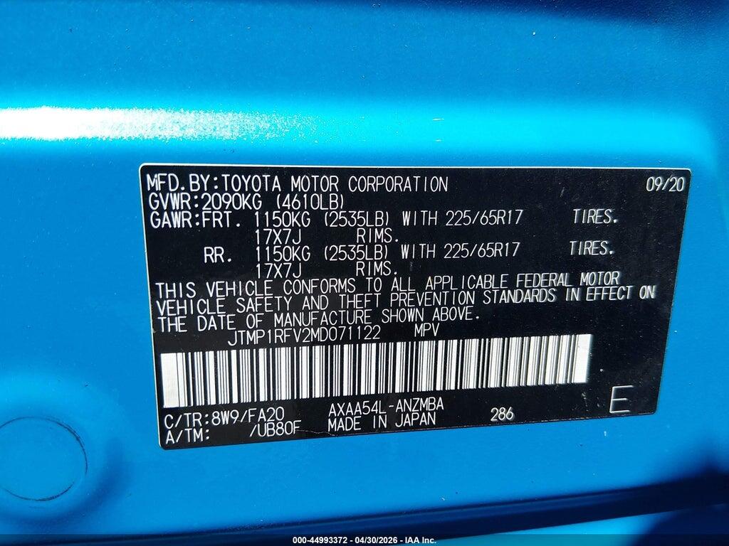 JTMP1RFV2MD071122 2021 TOYOTA RAV4 photo no. 9