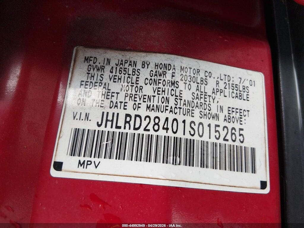 JHLRD28401S015265 2001 HONDA CR-V photo no. 9