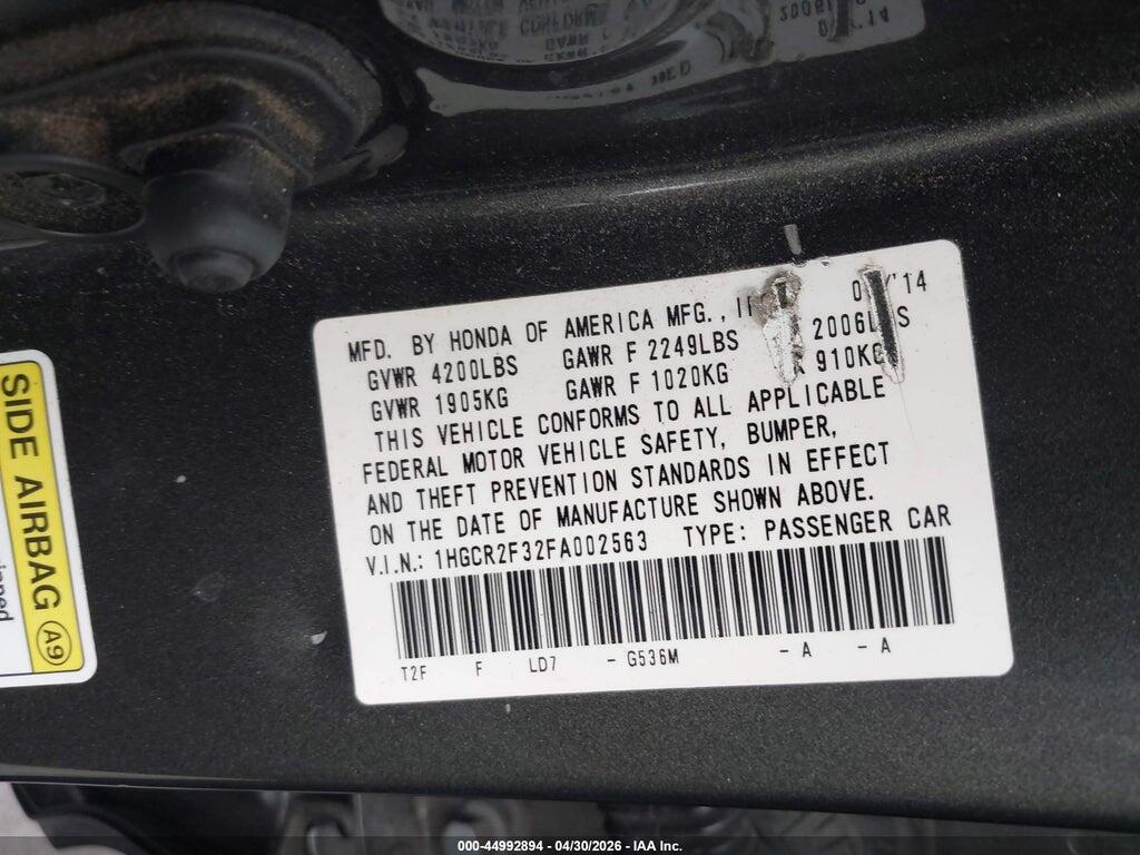 1HGCR2F32FA002563 2015 HONDA ACCORD photo no. 9