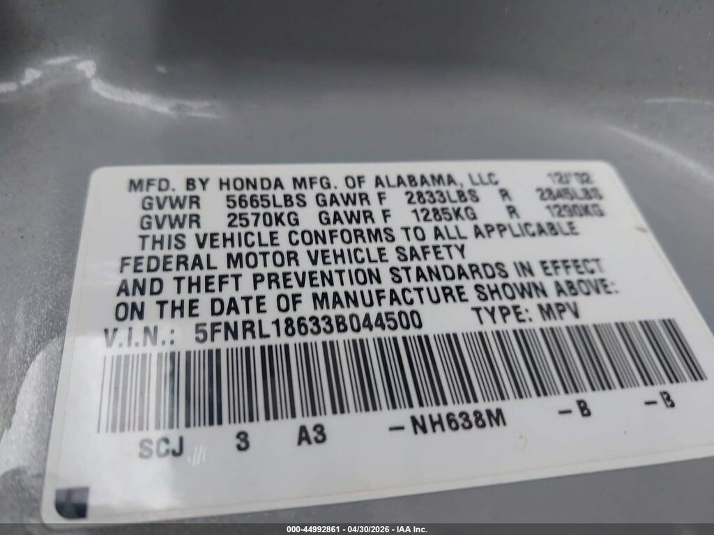 5FNRL18633B044500 2003 HONDA ODYSSEY photo no. 9